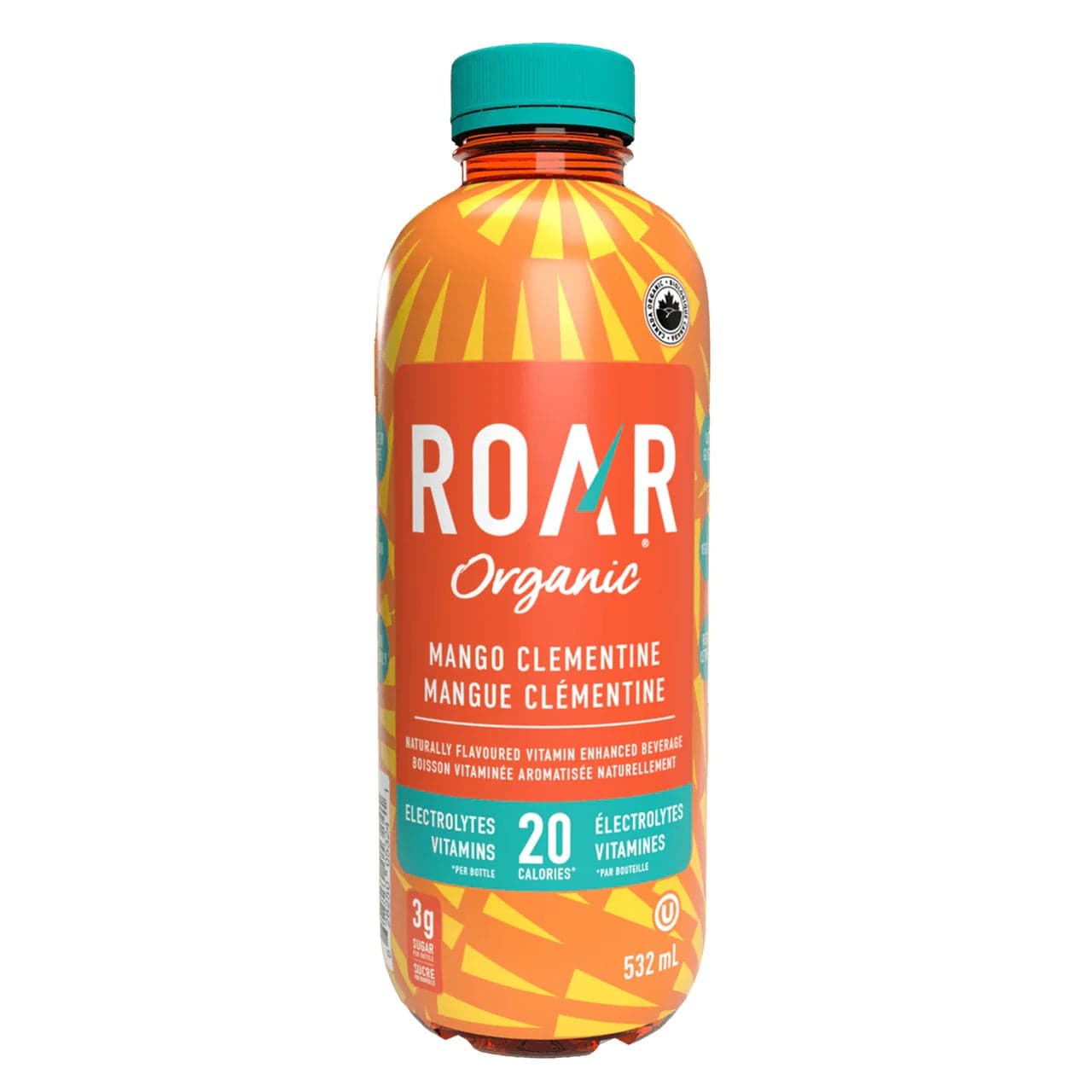 ROAR ORGANIC Épicerie Boisson électrolyte mangue et clémentine bio 532ml