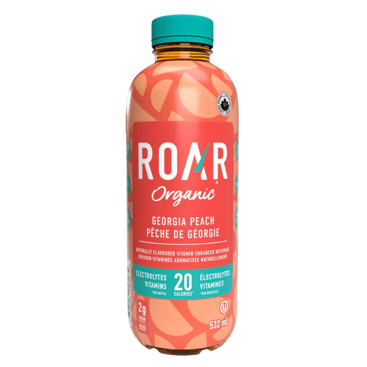 ROAR ORGANIC Épicerie Boisson électrolyte pêche de Géorgie bio 532ml