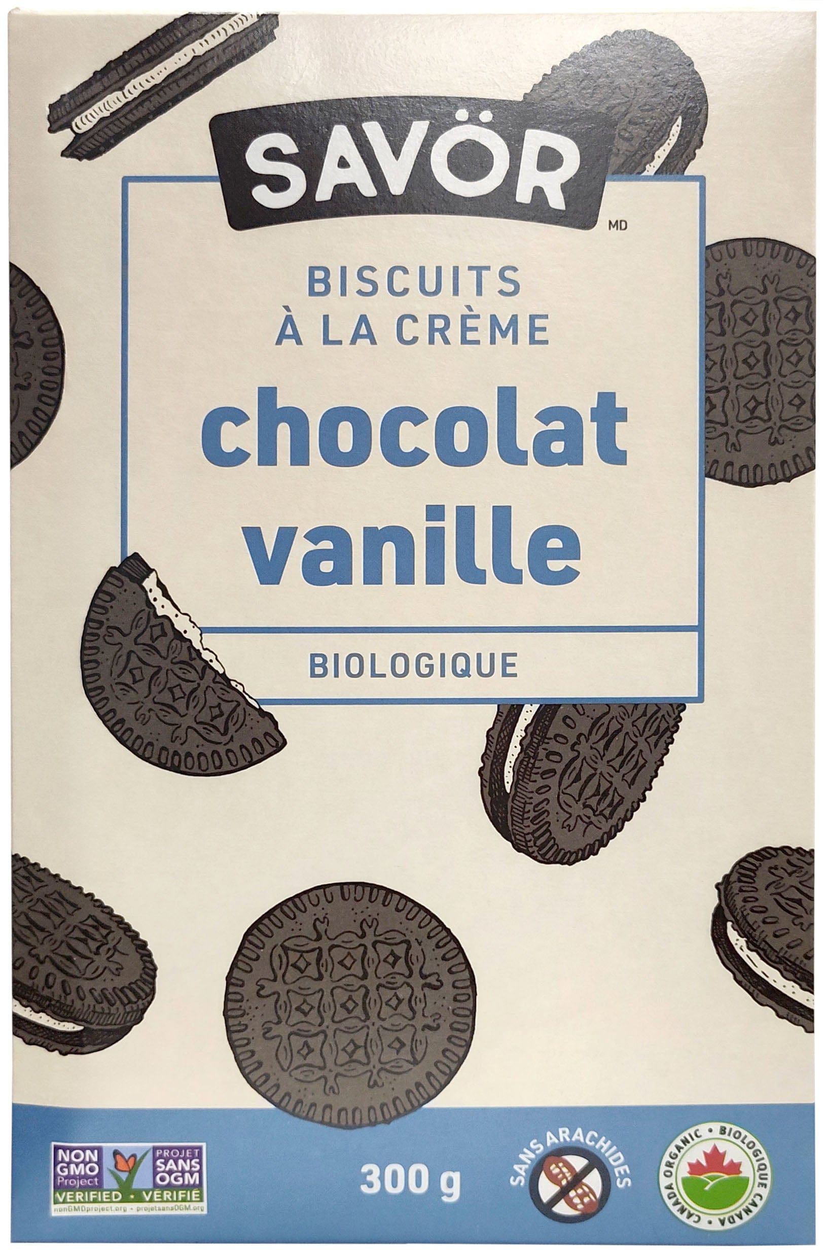 SAVÖR Épicerie Biscuits chocolat et crème à la vanille 300g