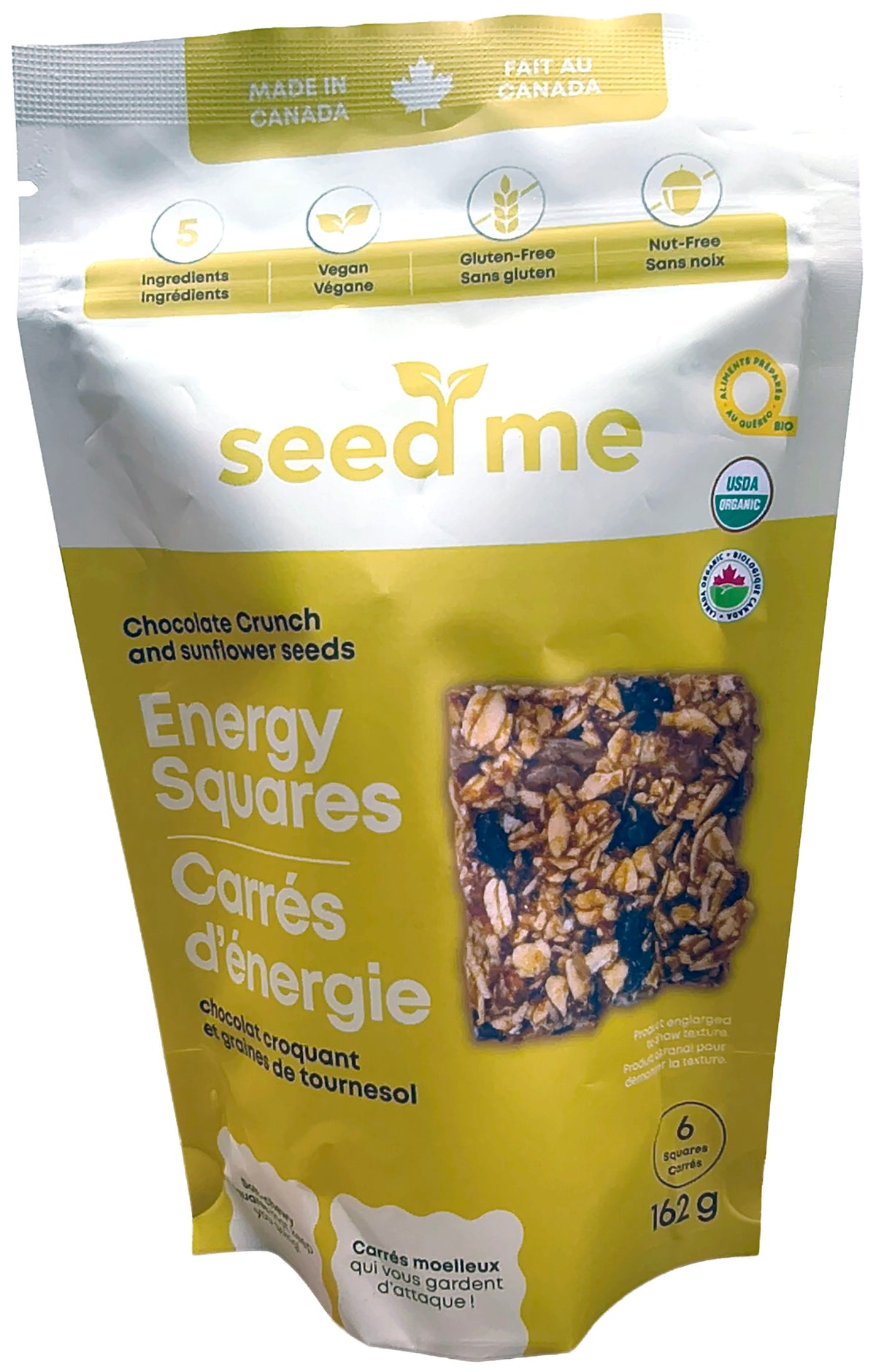 SEED ME Épicerie Carrés d'énergie chocolat croquant et graines de tournesol 6un