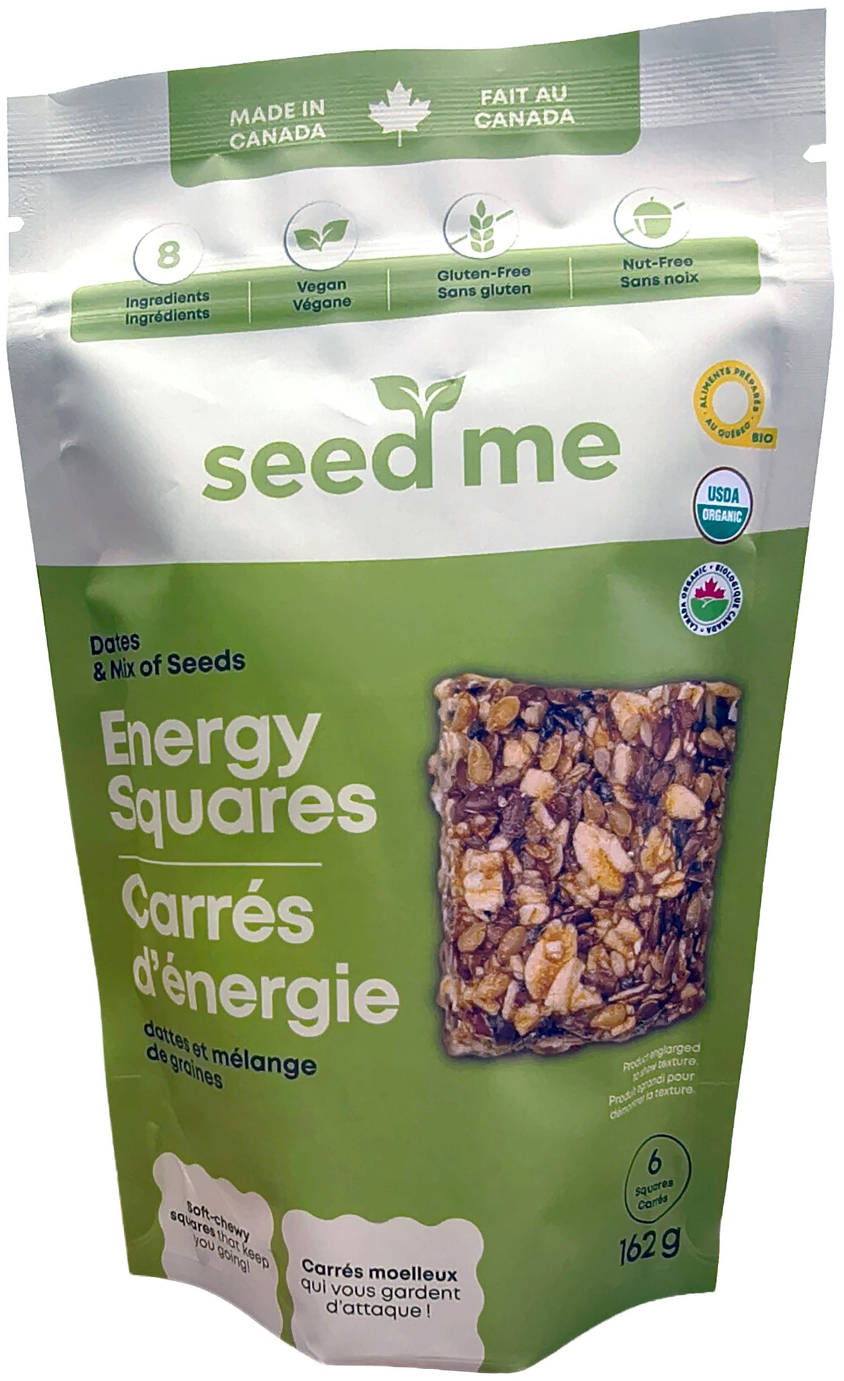 SEED ME Épicerie Carrés d'énergie dattes et mélange de graines 6un
