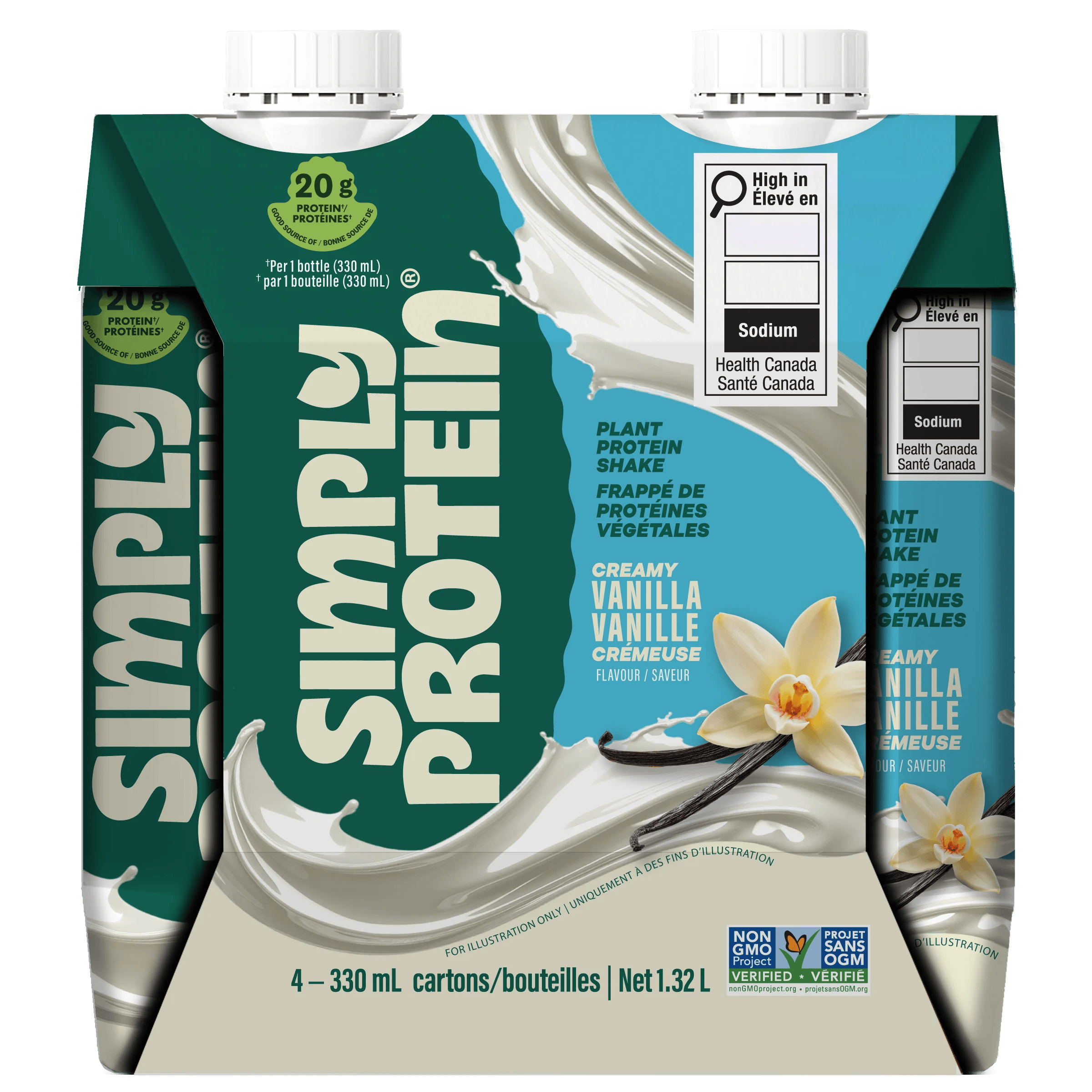 SIMPLY PROTEIN Suppléments Protéines végétales fouettées vanille + 4x330ml