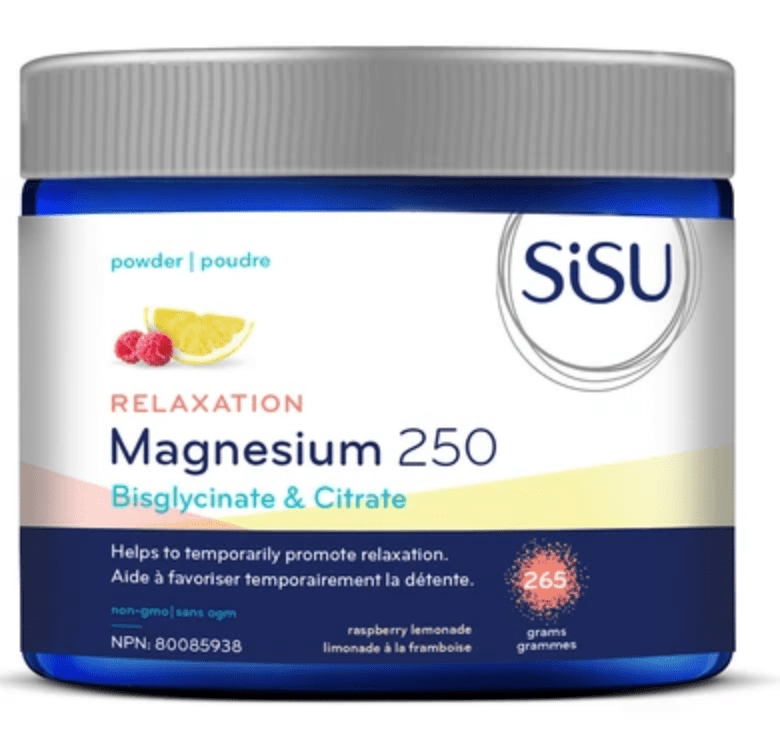 SISU Suppléments Magnésium 250 relaxation (bisglycinate et citrate)  limonade/framboises  265g