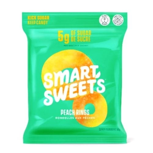 SMART SWEETS Épicerie Bonbons rondelles aux pêches 50g