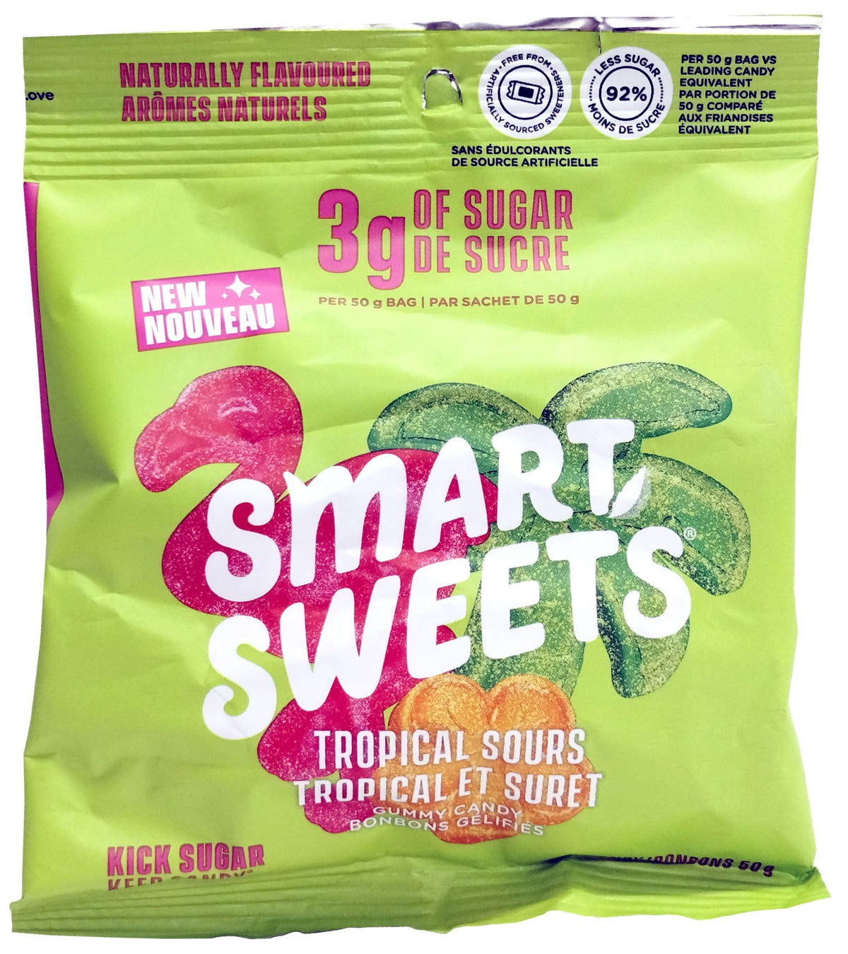SMART SWEETS Épicerie Bonbons tropicaux et surets 50g
DATE DE PÉREMPTION : 24 NOVEMBRE 2026