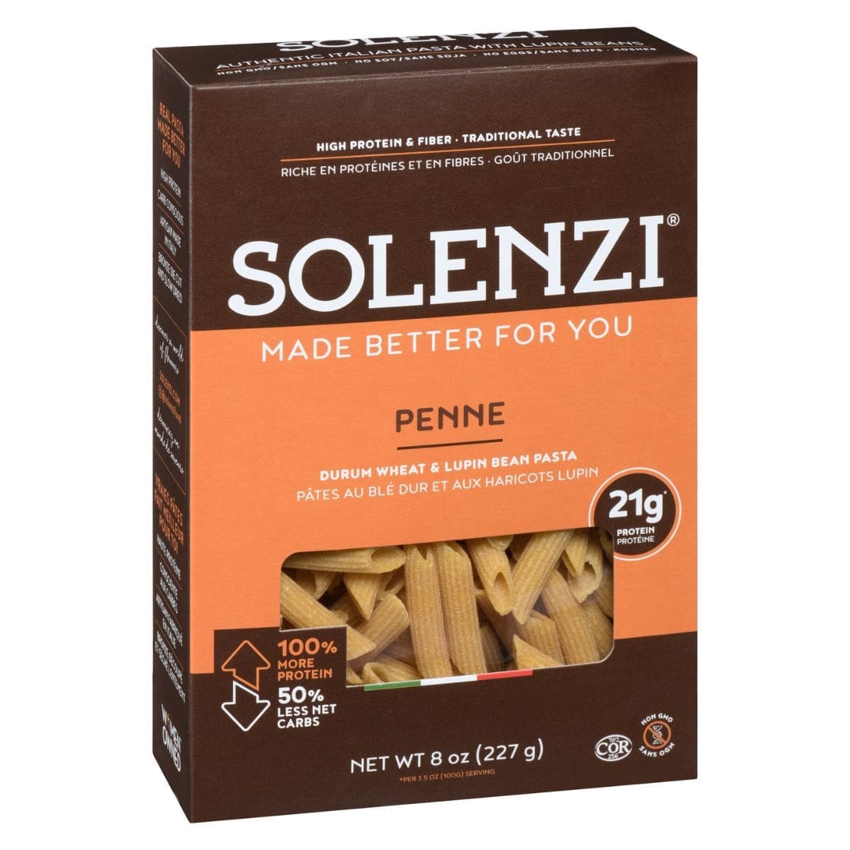 SOLENZI Épicerie Pâtes penne au blé dur et aux haricots lupin 227g