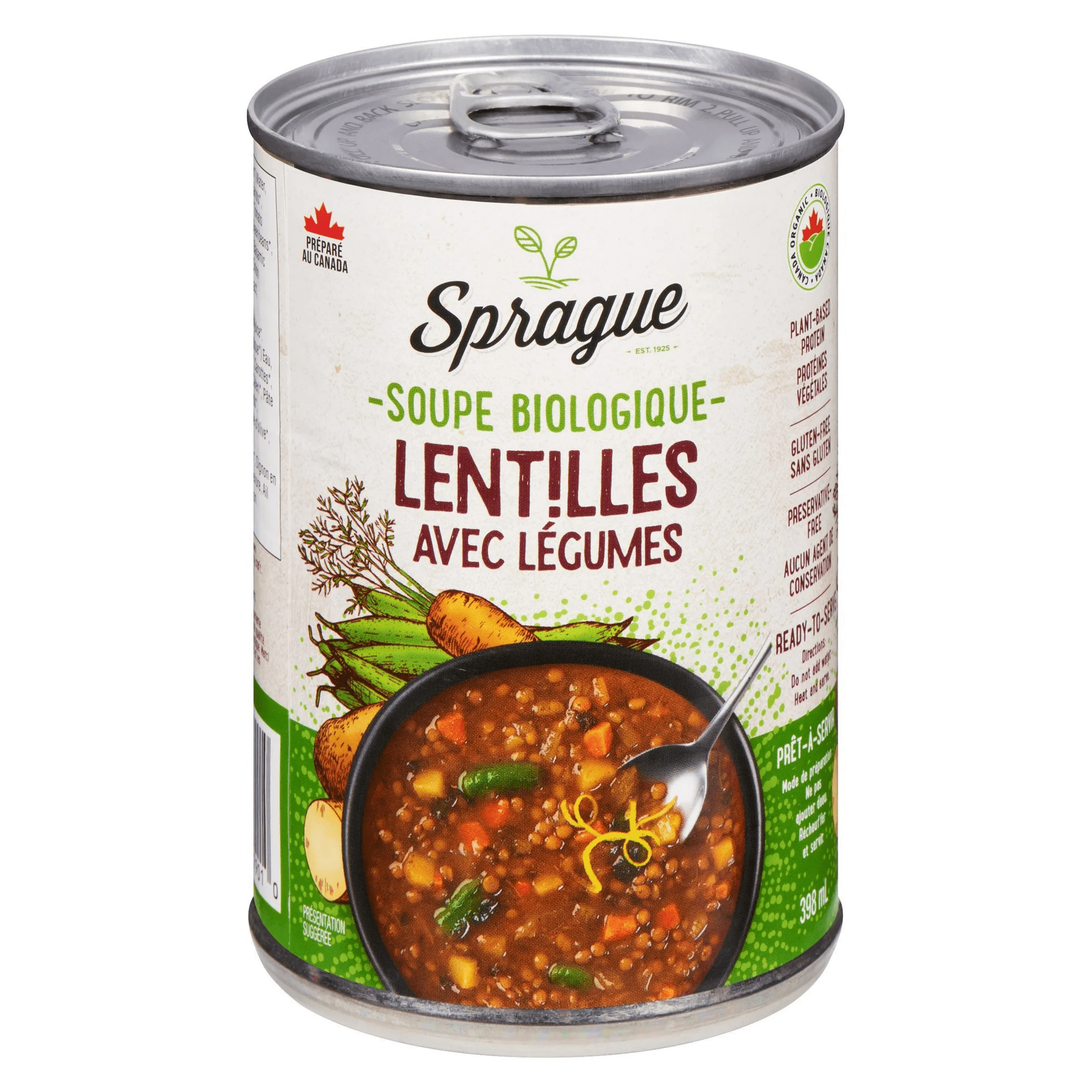 SPRAGUE Épicerie Soupe aux lentilles avec légumes bio 398ml