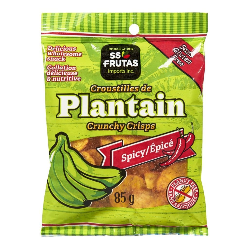 SS FRUTAS Épicerie Croustilles de plantain épicé 85g
DATE DE PÉREMPTION : 3 MARS 2026