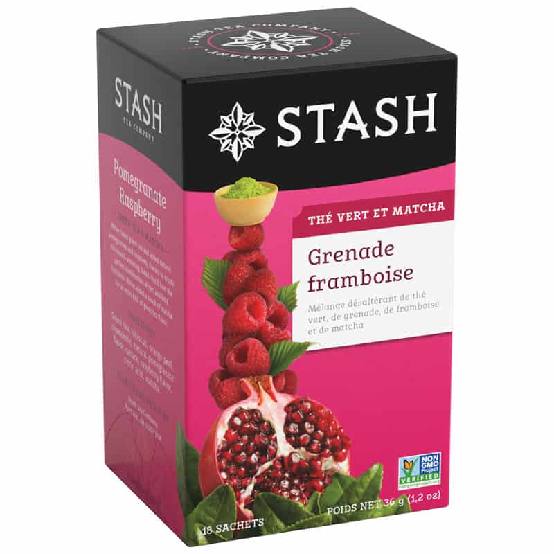 STASH Épicerie Thé vert et matcha grenade et framboises 18's