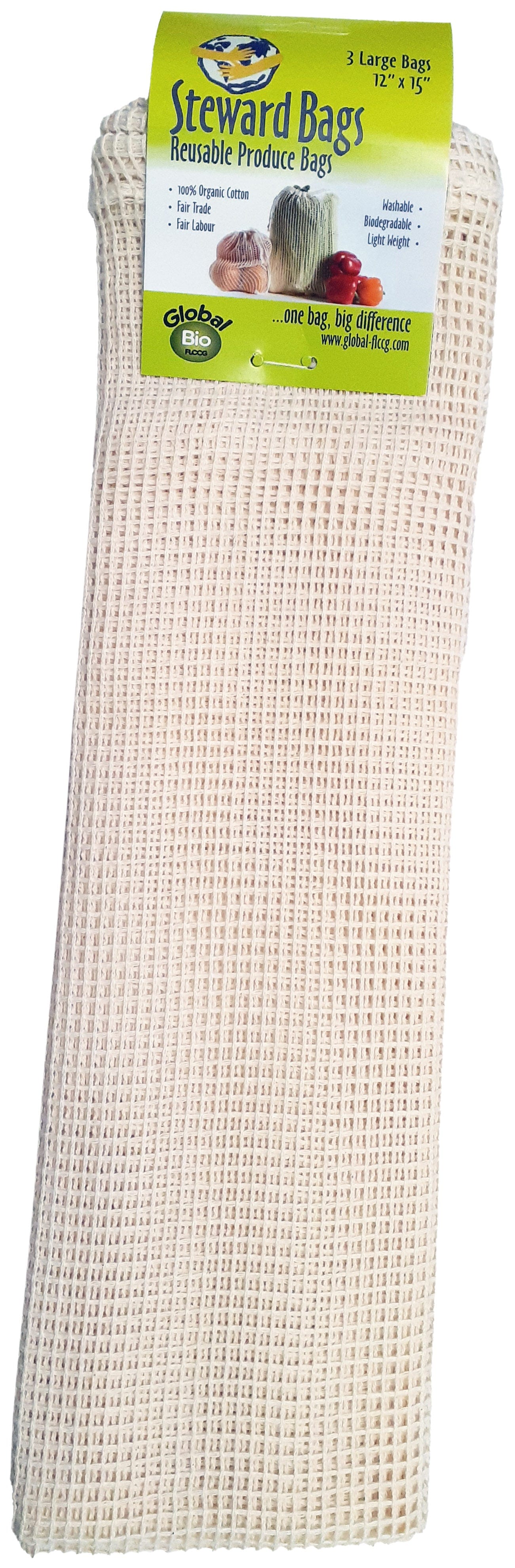 STEWARD BAGS Épicerie Sacs de coton bio 3 larges