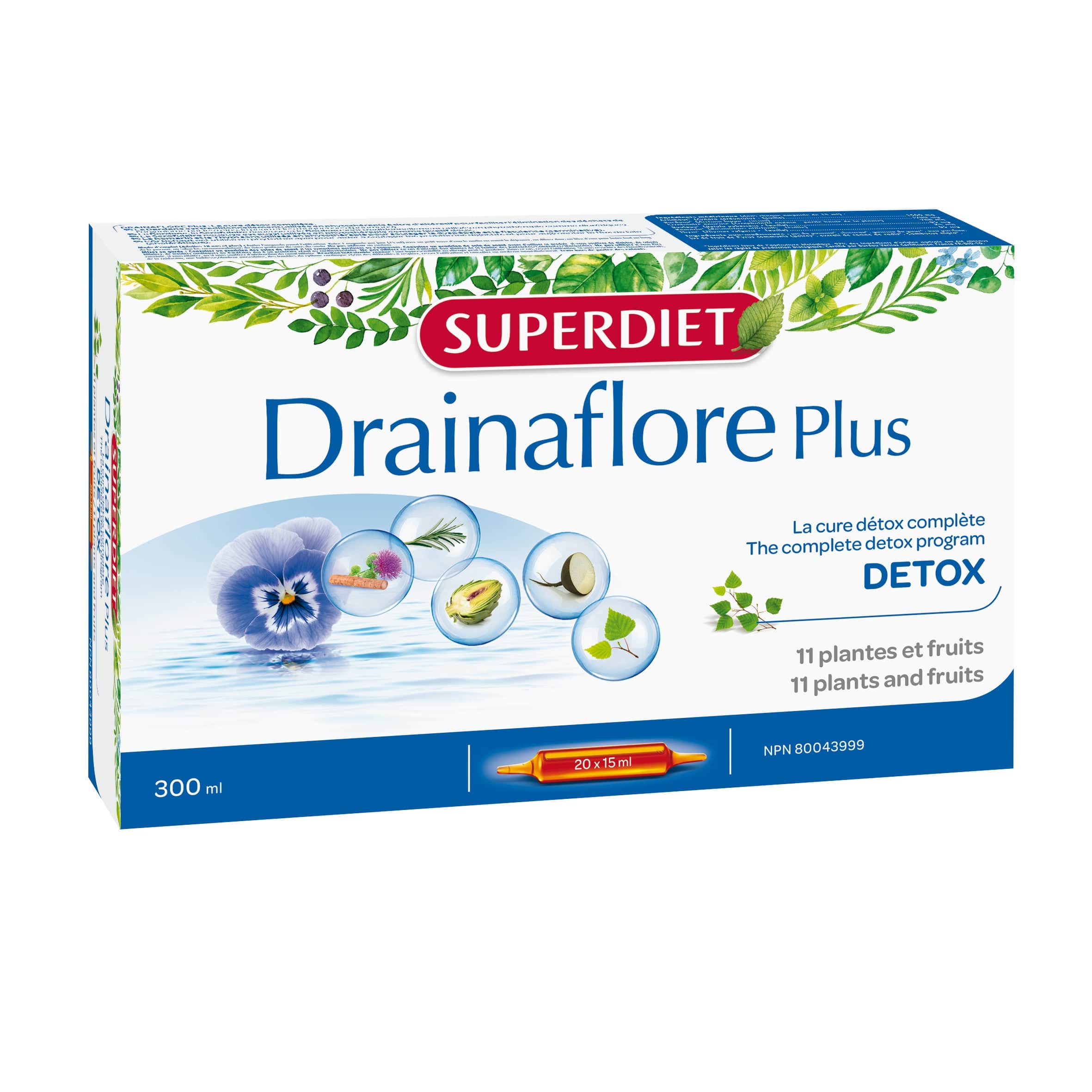 SUPERDIET Suppléments Cure drainaflore plus 20x15ml