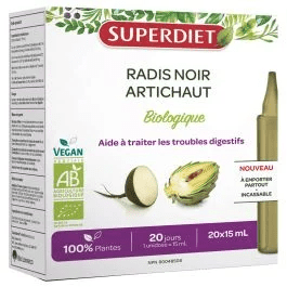 SUPERDIET Suppléments Cure radis noir et artichaut bio 20x15ml