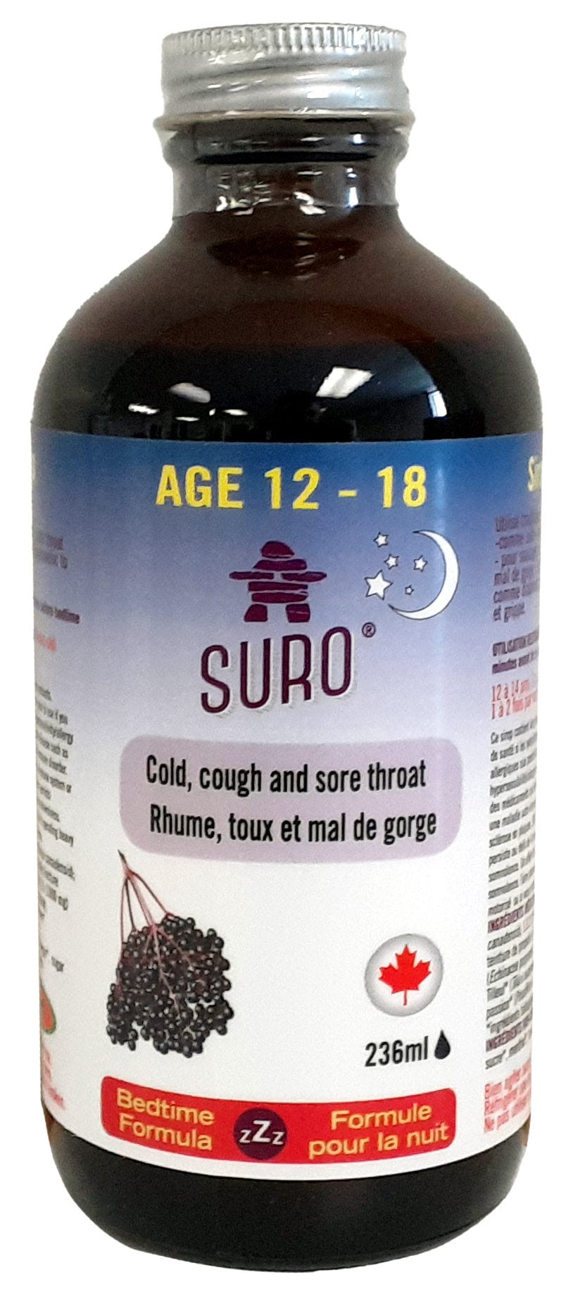 SURO Suppléments Sirop de sureau de nuit bio adolescents 236ml