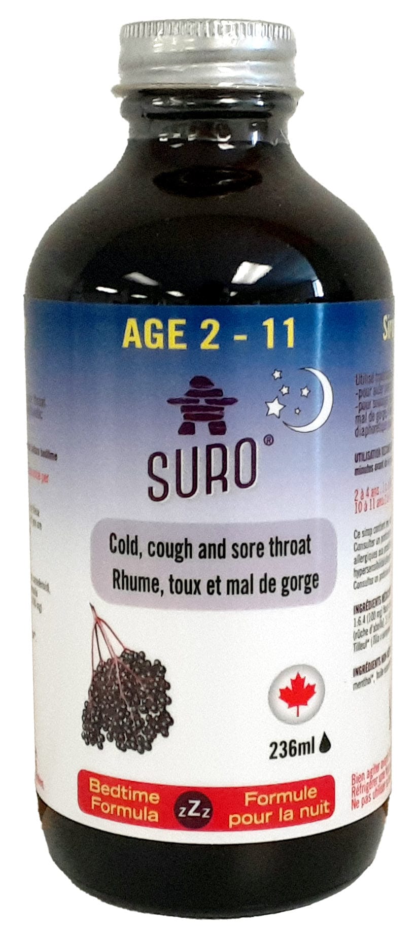 SURO Suppléments Sirop de sureau de nuit enfants bio  236ml