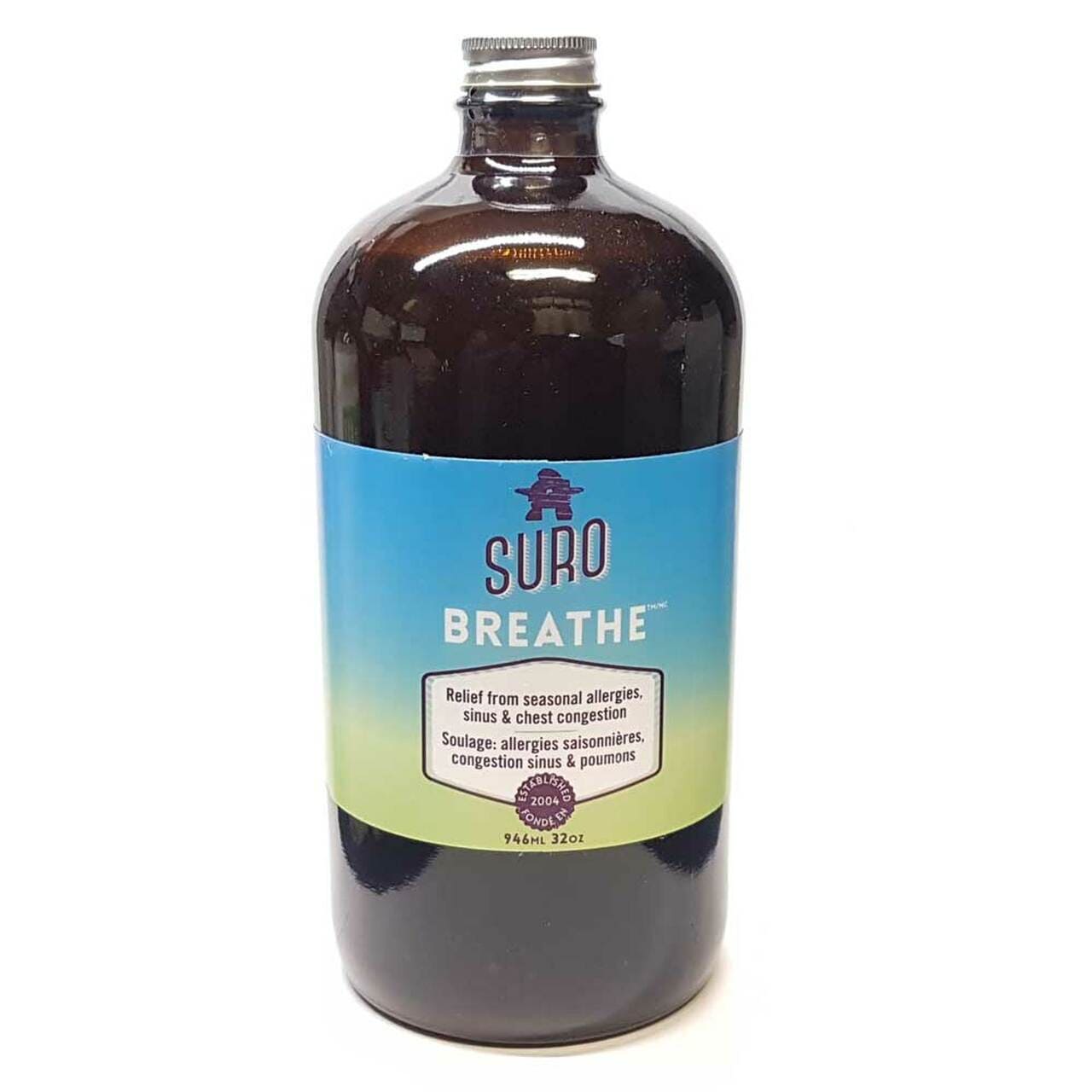 SURO Suppléments Surobreathe bio (allergies saisonnières,congestion,sinus,poumons) 946ml
