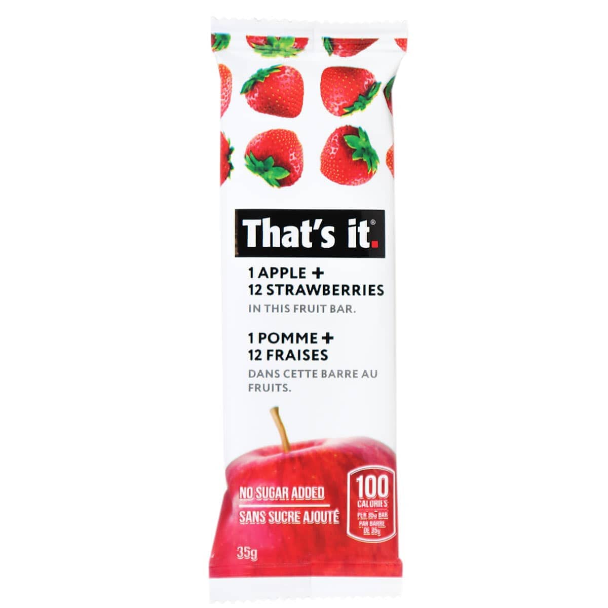 THAT'S IT Épicerie Barre aux fruits pomme et fraises 35g