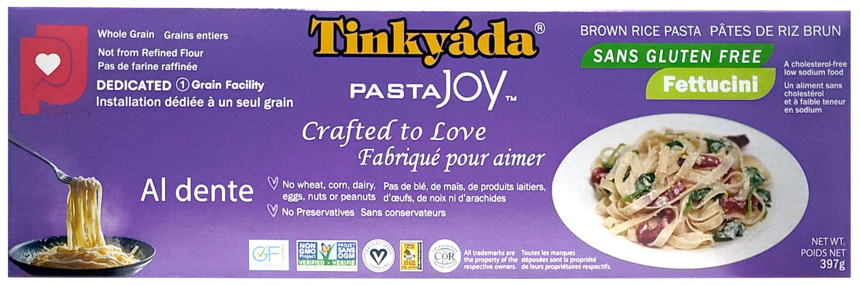TINKYADA Épicerie Fettucini de riz sans gluten 397g