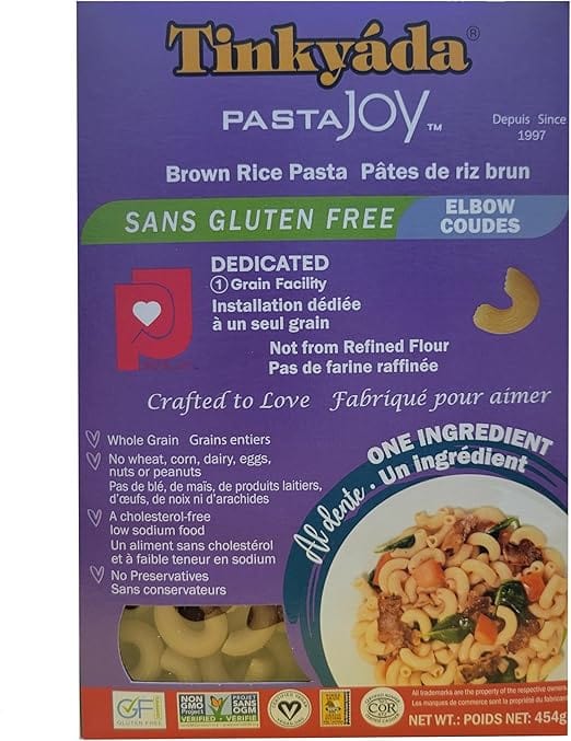 TINKYADA Épicerie Pâtes de macaroni de riz brun sans gluten 454g
