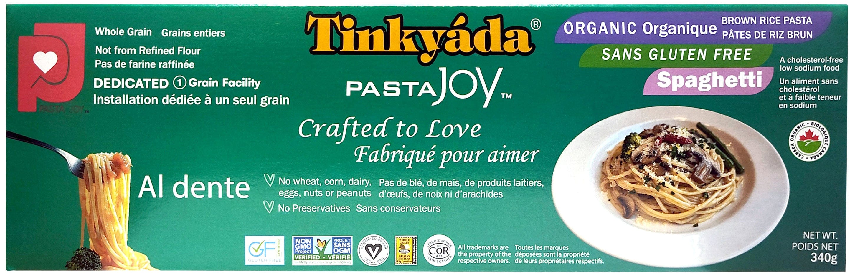 TINKYADA Épicerie Spaghetti de riz bio sans gluten 340g