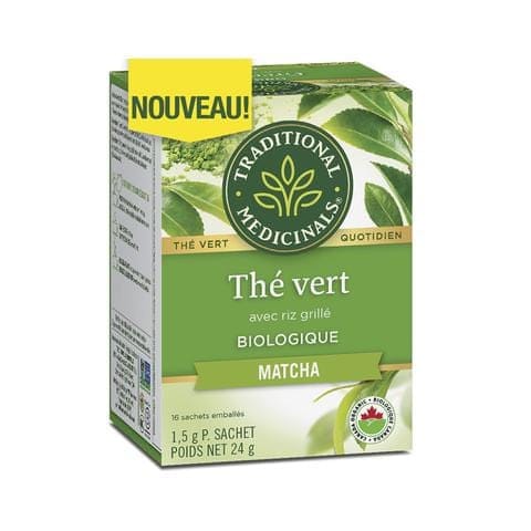 TRADITIONAL MEDICINALS Épicerie Thé vert matcha avec riz grillé bio 16's