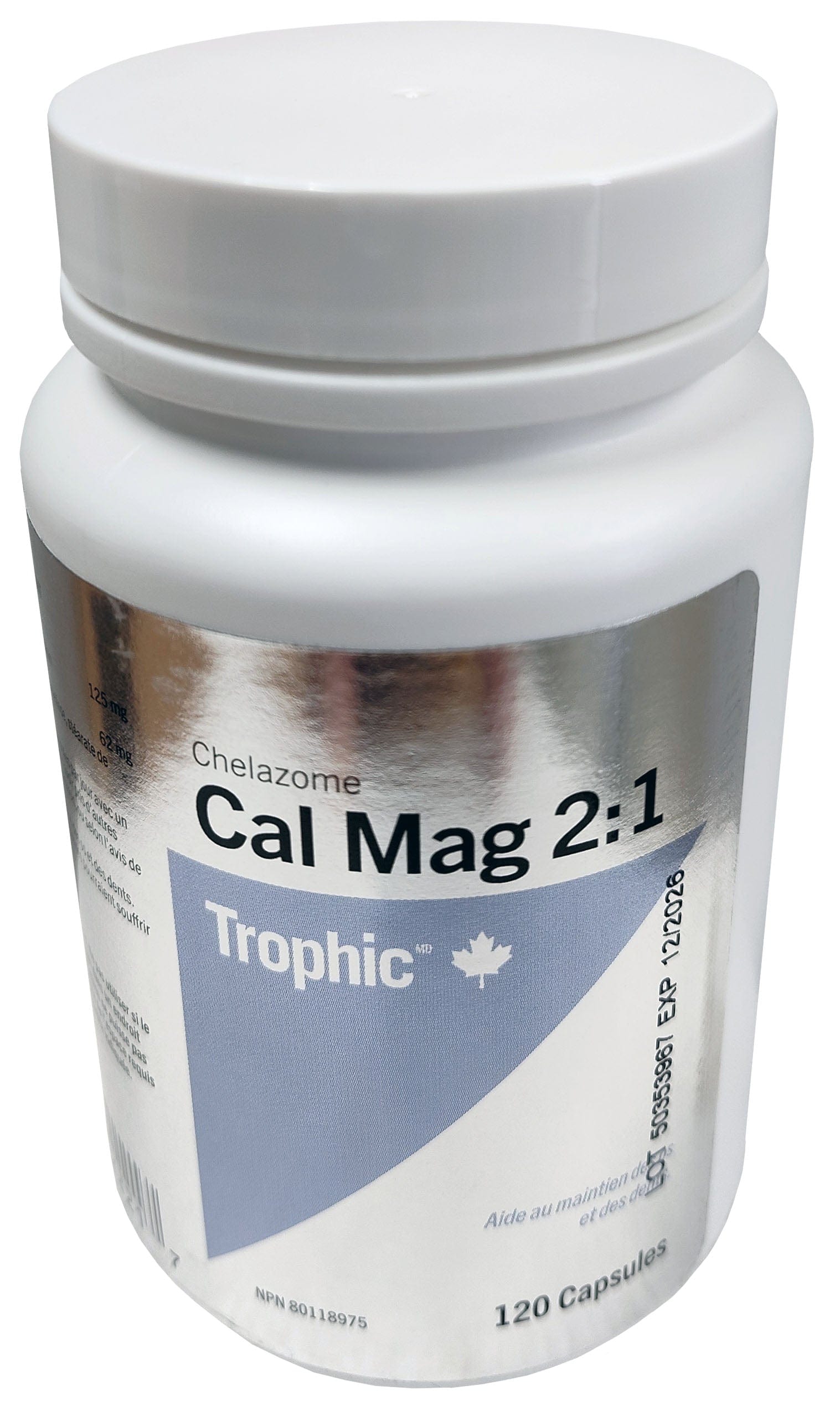 TROPHIC Suppléments Calcium magnésium (chelate) 2:1 120caps