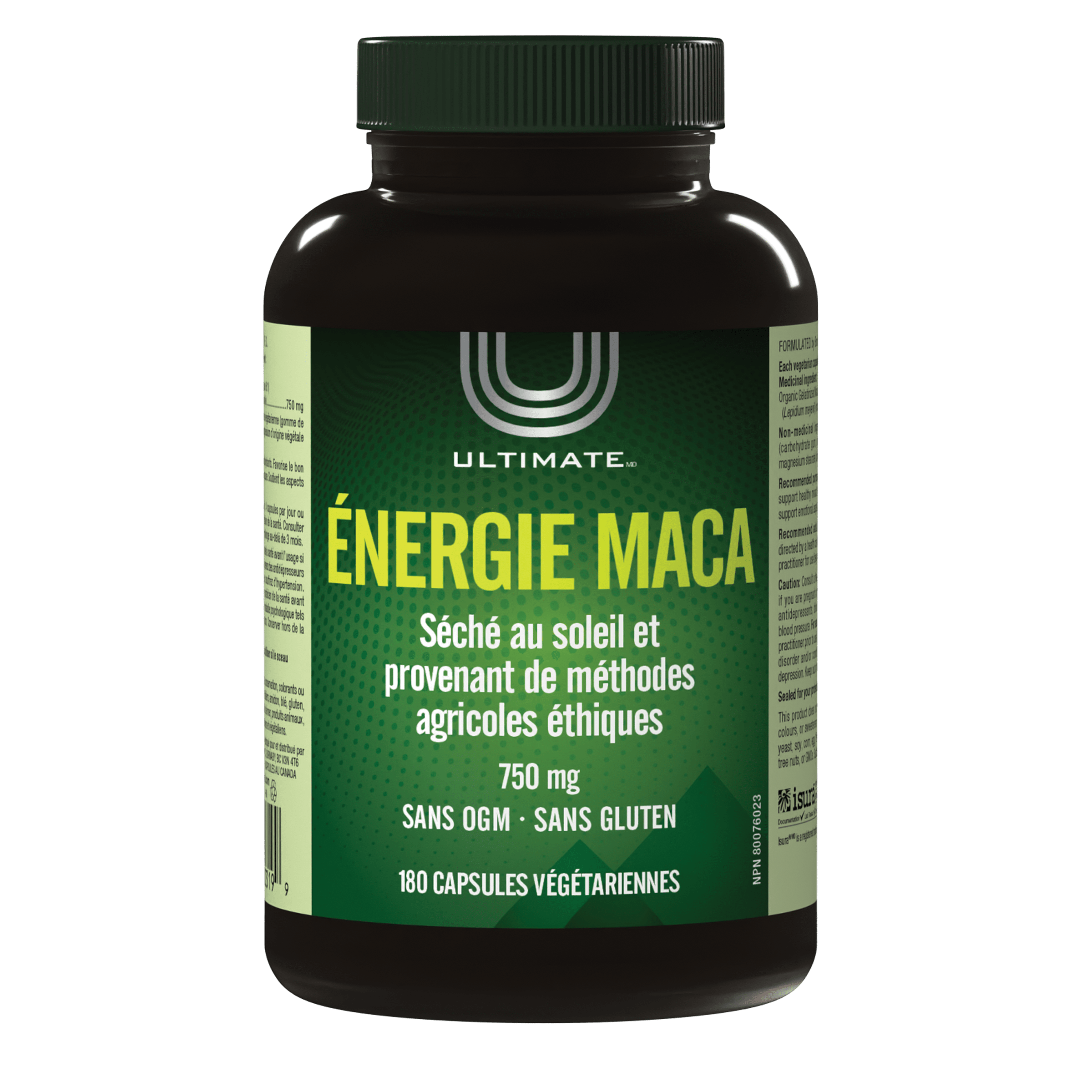 ULTIMATE Suppléments Maca energy750mg (végétariennes) 180vcaps