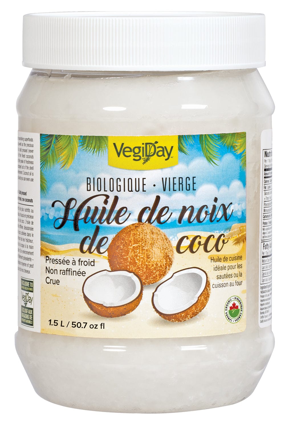 VEGIDAY Épicerie Huile de noix de coco 1.5L