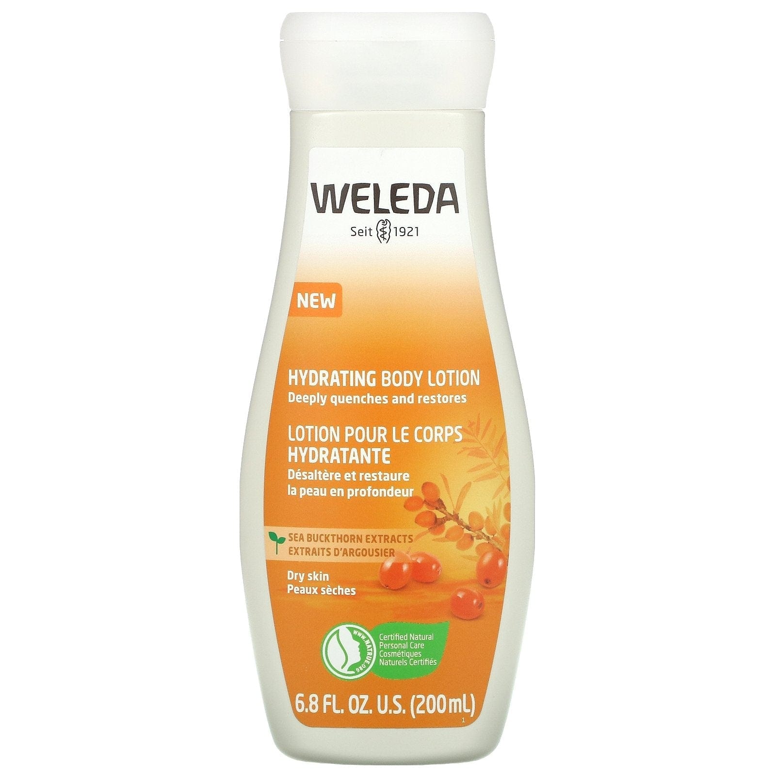 WELEDA Soins & Beauté Lotion pour le corps hydratante à l'argousier (revitalisant peaux séches) 200ml