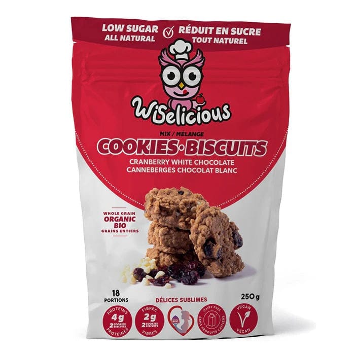 WISELICIOUS Épicerie Mélange à biscuits canneberges et chocolat blanc 235g