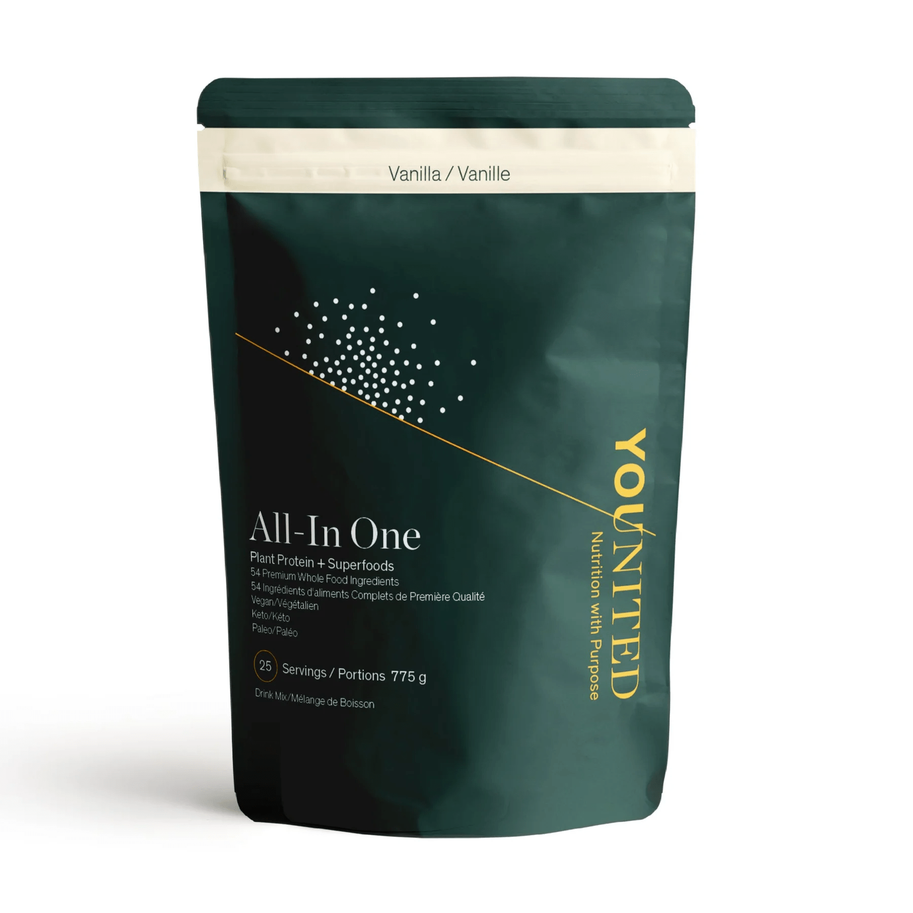 YOUNITED Suppléments All-in-one superaliments et protéines de plantes à la vanille 775g