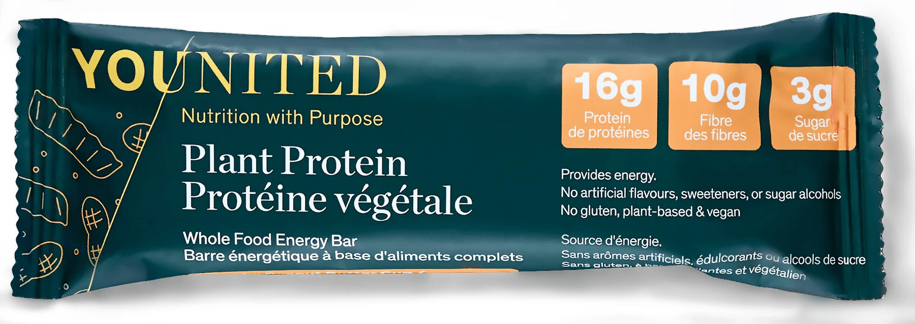 YOUNITED Suppléments Barres protéinées énergétiques à base d'aliments complets au beurre d'arachide croquant 12x60g