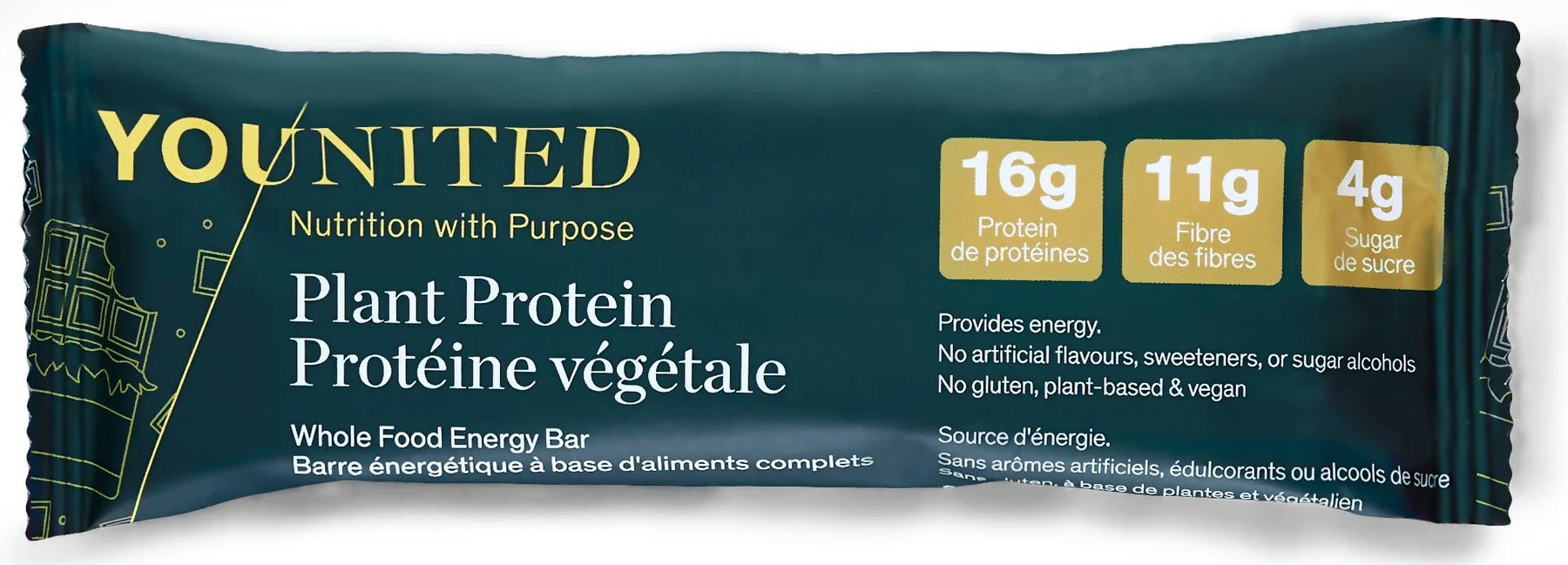 YOUNITED Suppléments Barres protéinées énergétiques à base d'aliments complets au chocolat 12x60g