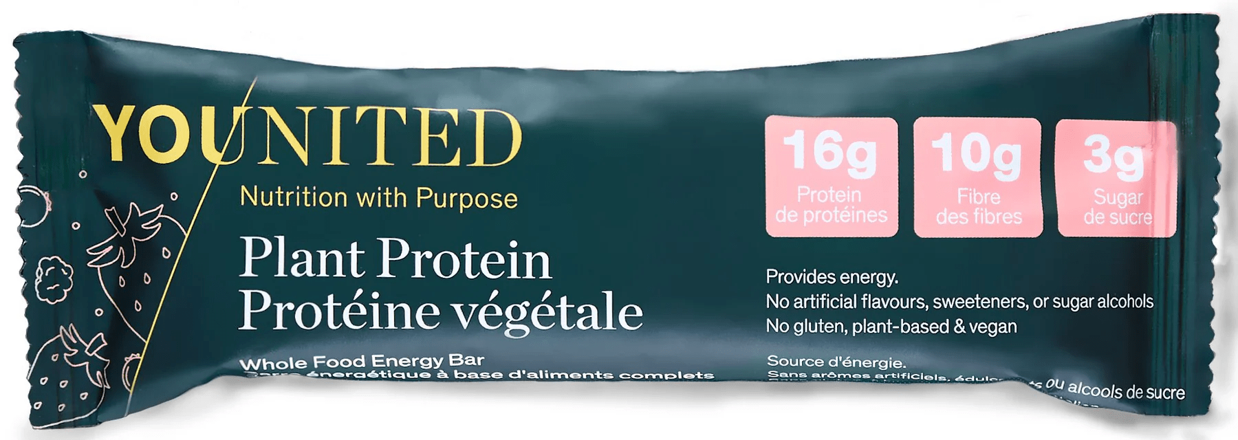 YOUNITED Suppléments Barres protéinées énergétiques à base d'aliments complets aux petits fruits d'été 12x60g