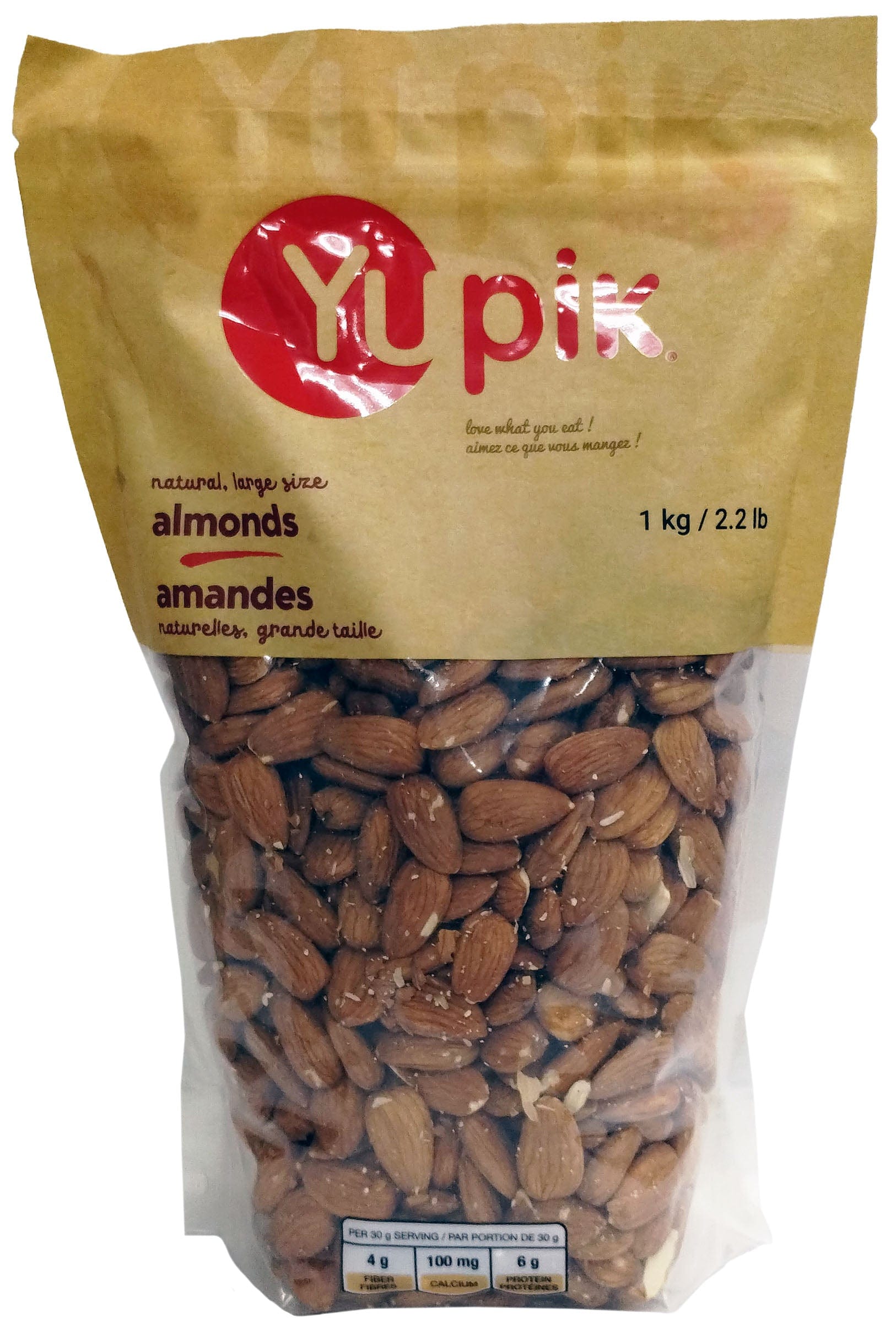 YUPIK Épicerie Amandes naturelles grande taille 1kg
