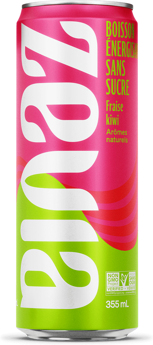 ZEVIA Épicerie Boisson énergisante sans-sucre fraise et kiwi 355ml