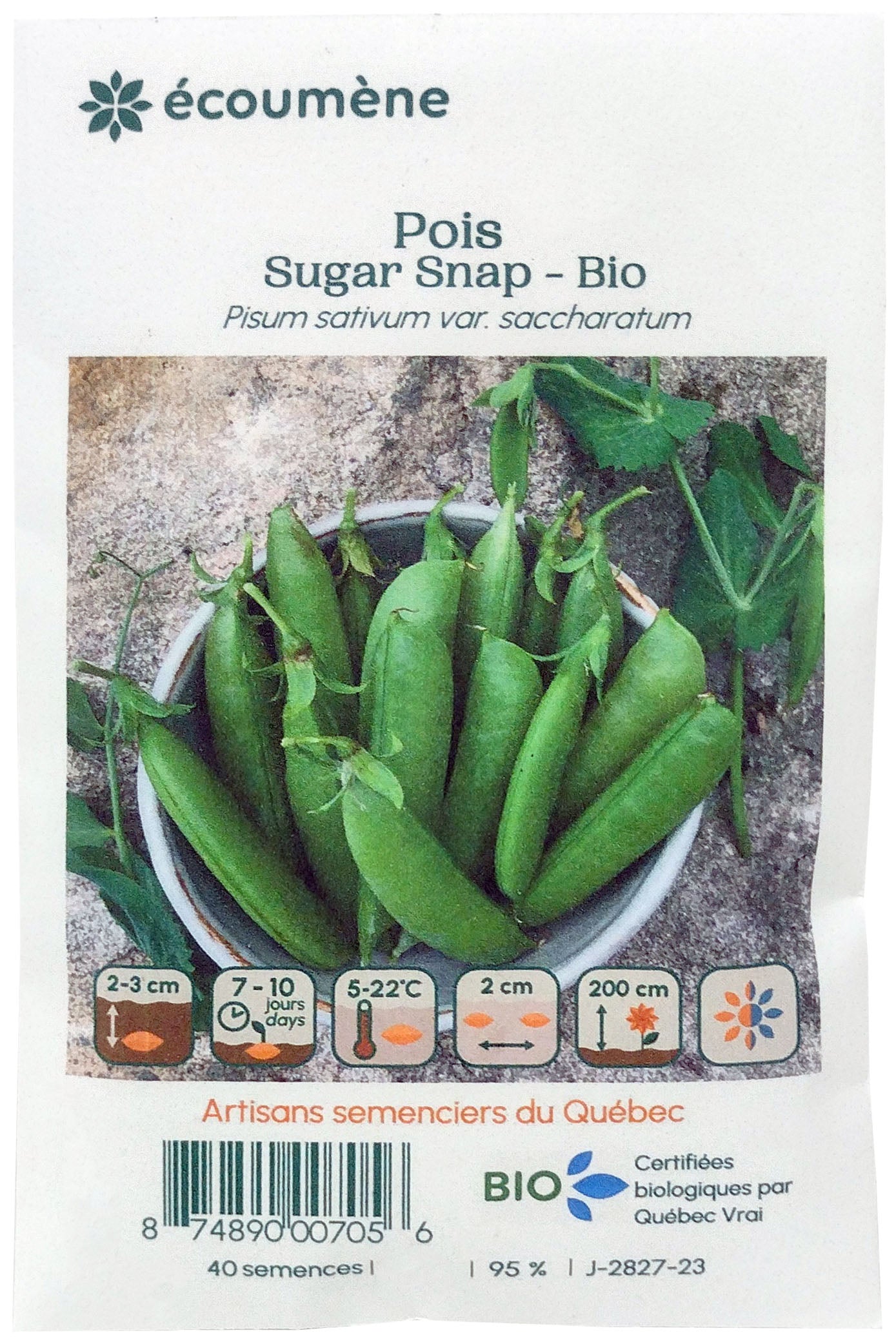 Organic sugar snap pea seed (one)