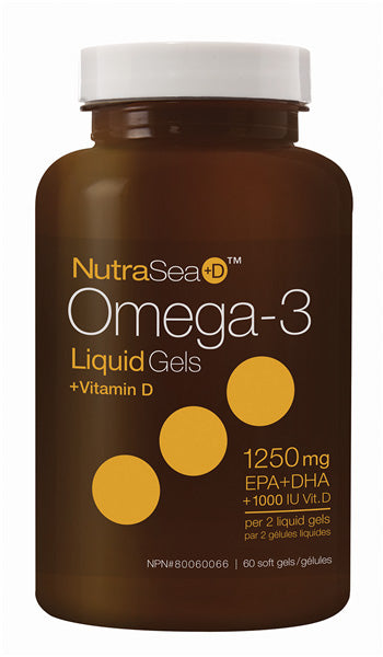 NutraSea Omega 3 EPA+DHA 1 250mg + Vitamin D (Cool Mint Flavor) 60gel