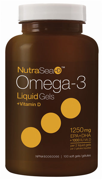 NutraSea Omega 3 EPA+DHA 1 250mg + Vitamin D (Cool Mint Flavor) 100gel