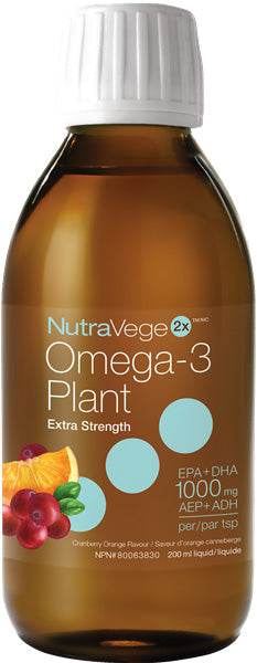 NutraVege Omega 3 Plant Based EPA + DHA 1000mg (Orange/Strawberry Flavor) 200ml