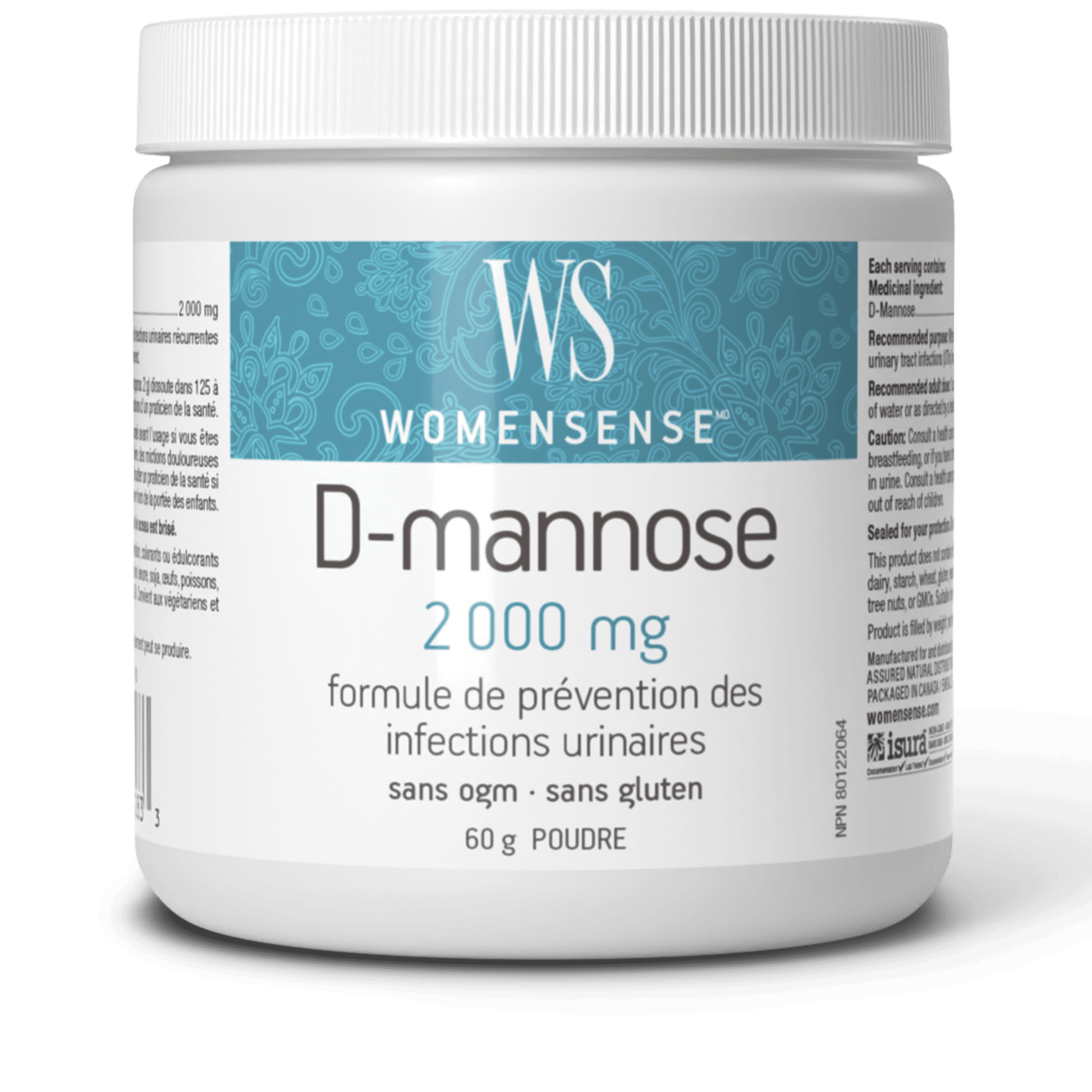 PREFERRED NUTRITION Suppléments D-Mannose 2000mg 60g