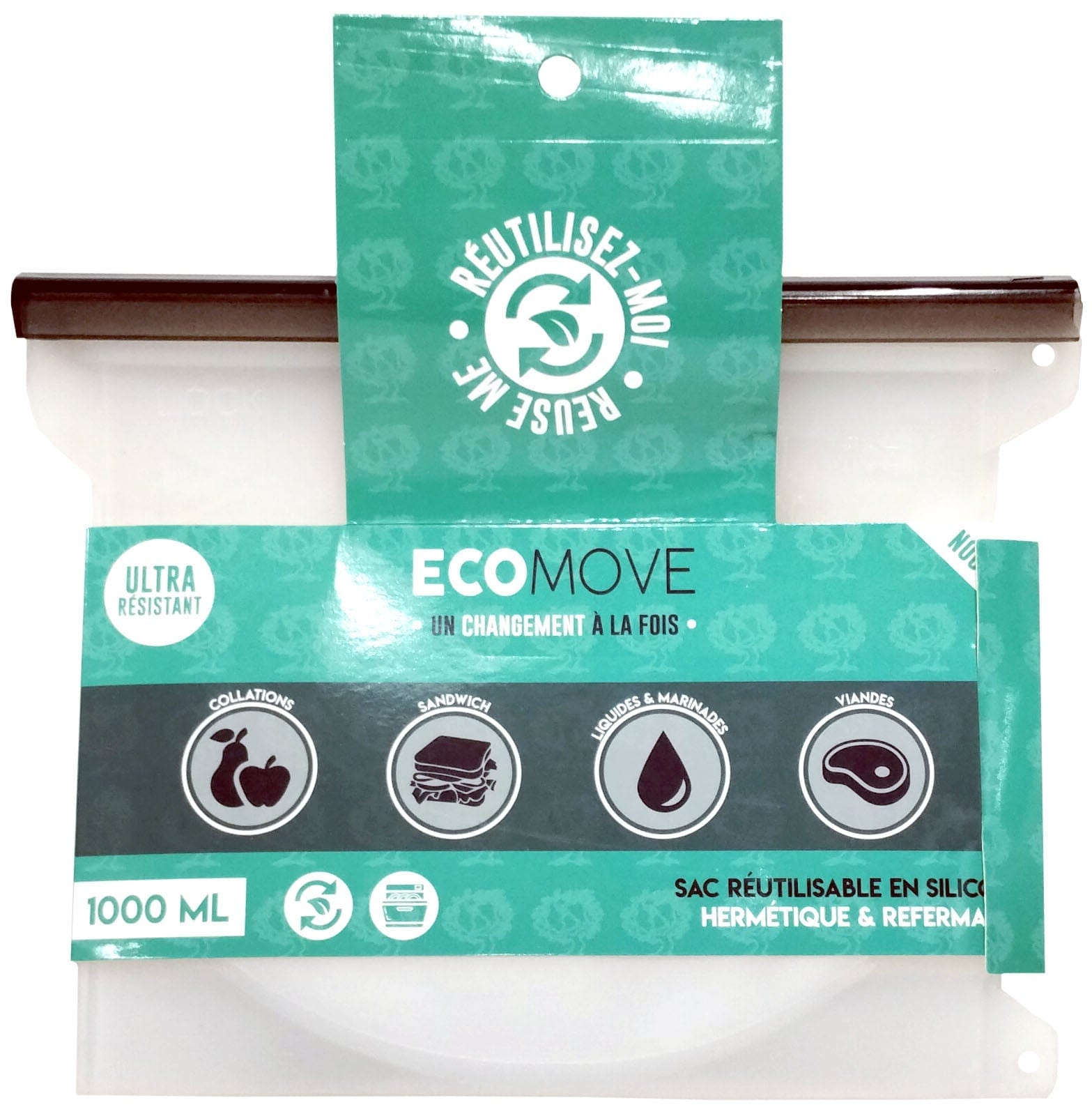 FLVR DISTRIBUTION Épicerie Sac réutilisable en silicone hermétique et refermable (1un) 1000ml