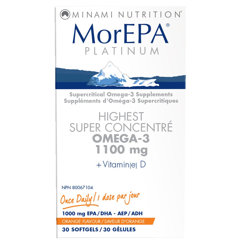 MINAMI Suppléments MorEPA platinum (super concentré omega-3 1100mg+vit D sav orange) 30gel