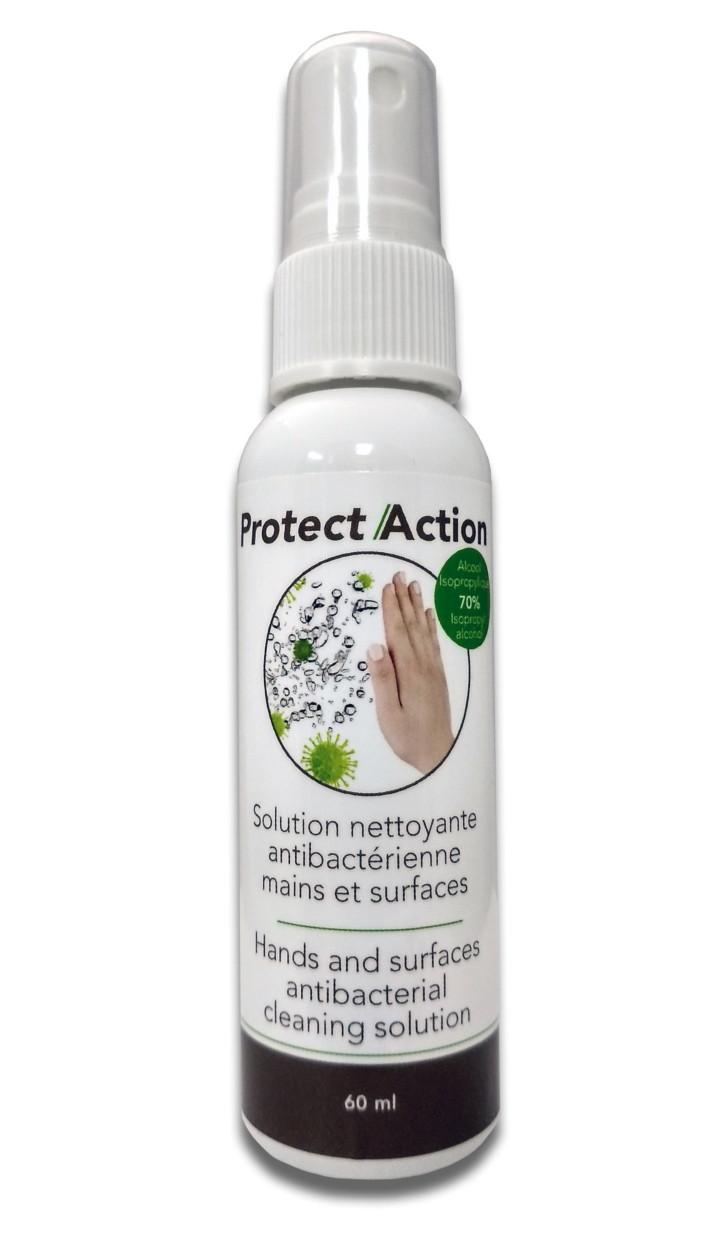 MONDE NATUREL DISTRIBUTION Soins & beauté Protect/Action (solution nettoyante antibactérienne mains et surfaces) 60ml