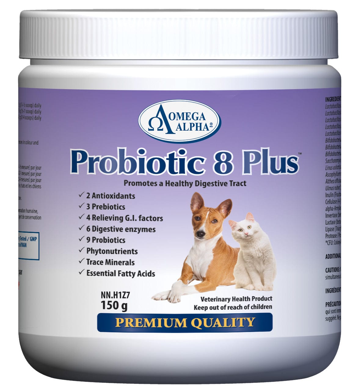 OMÉGA ALPHA ANIMAUX Suppléments Probiotic 8 plus (meilleure digestion) 150g