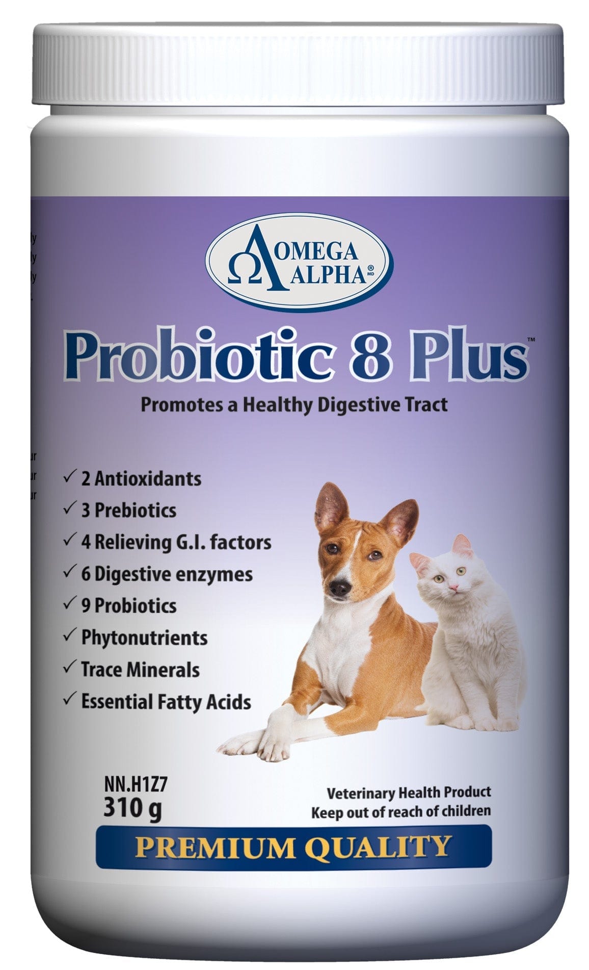 OMÉGA ALPHA ANIMAUX Suppléments Probiotic 8 plus (meilleure digestion) 310g