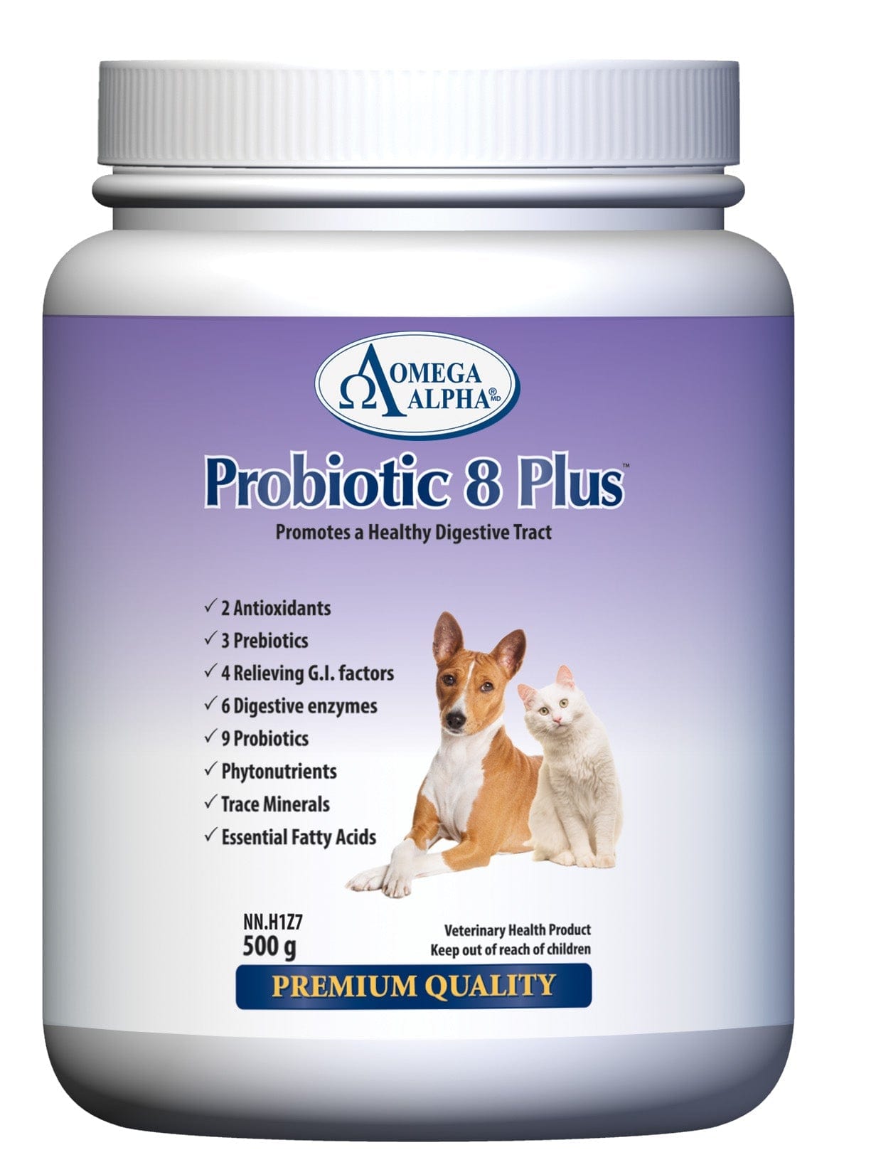 OMÉGA ALPHA ANIMAUX Suppléments Probiotic 8 plus (meilleure digestion) 500g
