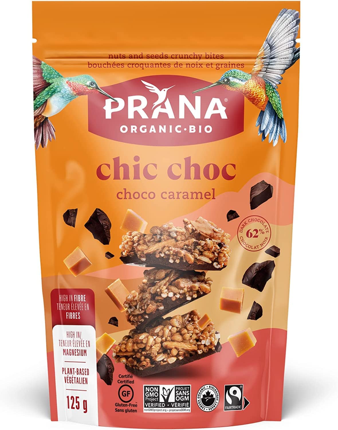 PRANA Épicerie Chic choc Bouchées croquantes chocolat et caramel bio 125g