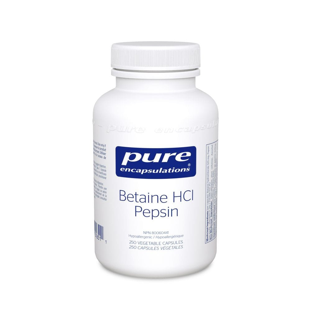 PURE ENCAPSULATIONS Suppléments Betaine HCI pepsin 250vcaps