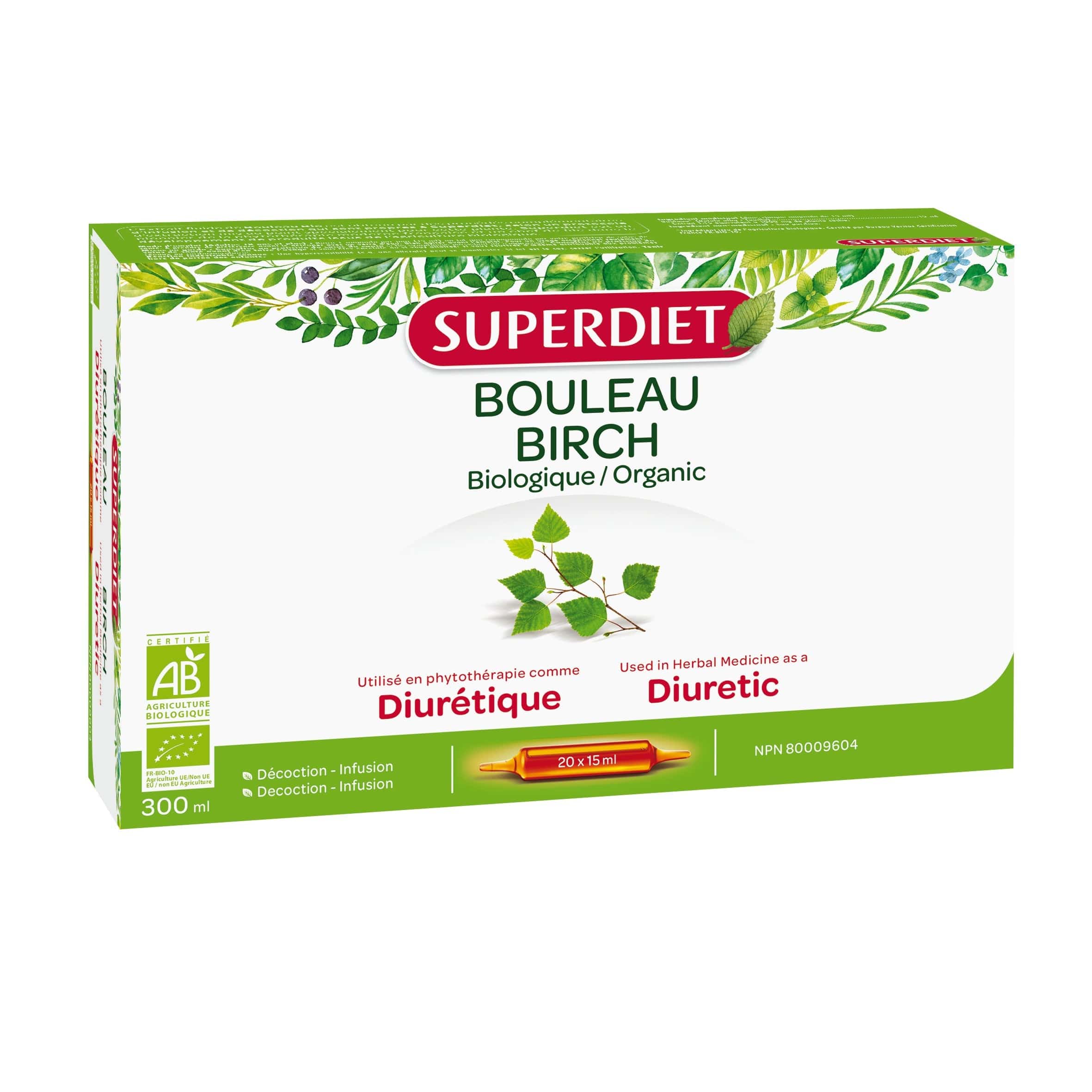 SUPERDIET Suppléments Cure bouleau bio 20x15ml